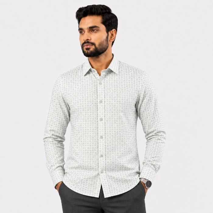 Signature Men S Casual Slim Fit Printed Long Sleeve Shirt